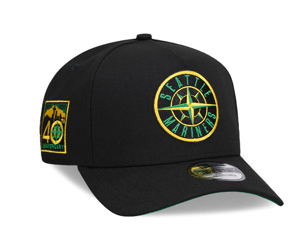 New Era Seattle Mariners 40th Anniversary Throwback Black Edition 9Forty A Frame Snapback Hat